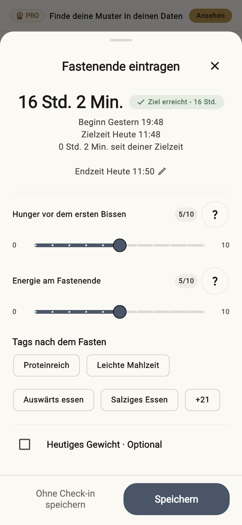 Abschluss-Check-in — Beispieldaten