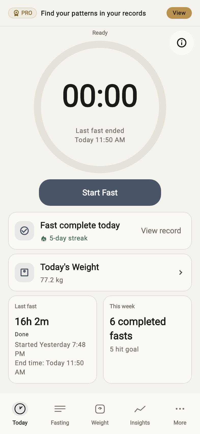 Fasting timer — Example records