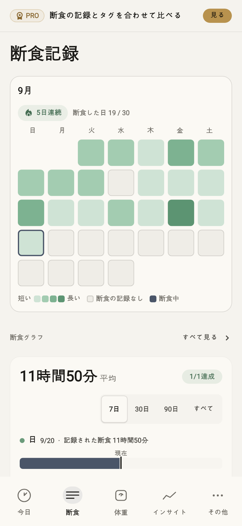 履歴とカレンダー — サンプル記録