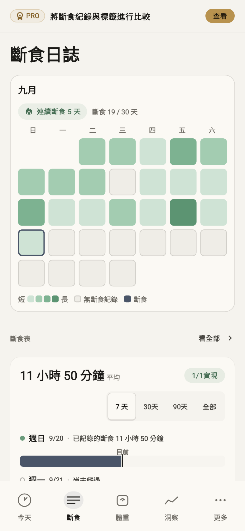 歷史紀錄與月曆 — 範例紀錄